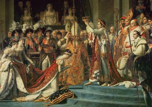 Indvielsen af kejser Napoleon 1769-1821 og kroningen af kejserinde Josephine 1763-1814 af pave Pius VII, 2. december 1804, 1806-07 olie på lærred detalje fra 18412